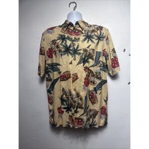 Chereskin Vintage Tropical Print Rayon Short Sleeve Button Down Shirt Men's‎ M